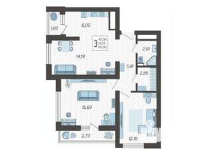 3-к квартира, вторичка, 67м2, 5/19 этаж