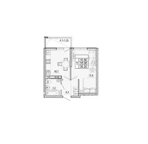 1-к квартира, вторичка, 36м2, 2/17 этаж