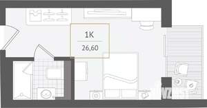 1-к квартира, вторичка, 27м2, 7/10 этаж