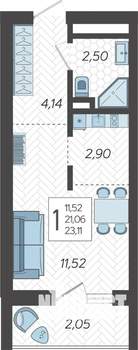 Студия квартира, вторичка, 24м2, 18/19 этаж