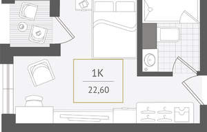 1-к квартира, вторичка, 23м2, 5/10 этаж