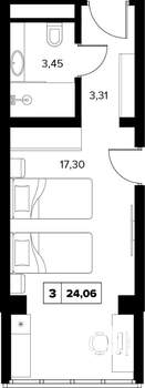 1-к квартира, вторичка, 24м2, 7/16 этаж