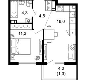 1-к квартира, вторичка, 37м2, 7/17 этаж