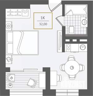 1-к квартира, вторичка, 32м2, 9/10 этаж