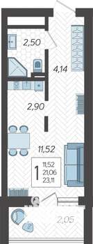 Студия квартира, вторичка, 23м2, 16/19 этаж