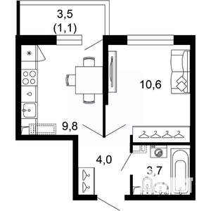 1-к квартира, вторичка, 29м2, 2/17 этаж