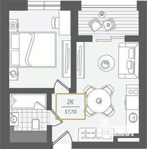 2-к квартира, вторичка, 38м2, 6/10 этаж