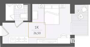 1-к квартира, вторичка, 27м2, 9/10 этаж