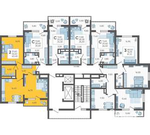 2-к квартира, вторичка, 60м2, 8/16 этаж