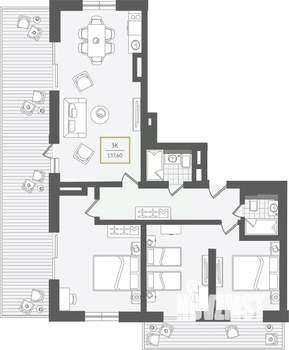 3-к квартира, строящийся дом, 138м2, 8/10 этаж