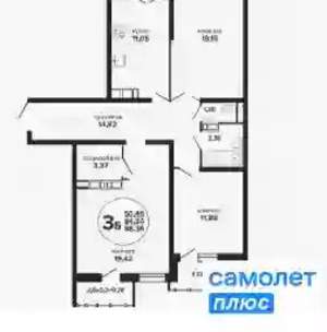 3-к квартира, вторичка, 88м2, 8/24 этаж