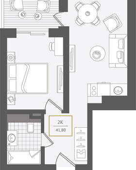 2-к квартира, вторичка, 42м2, 3/10 этаж