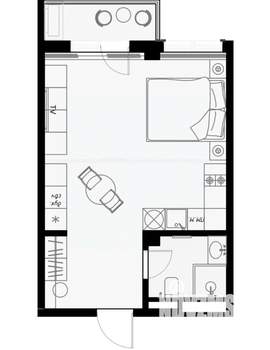 Студия квартира, вторичка, 36м2, 4/7 этаж