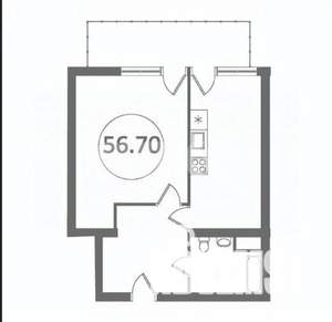 1-к квартира, вторичка, 63м2, 13/16 этаж