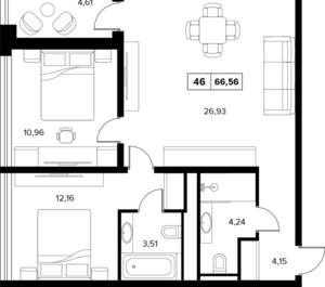 3-к квартира, вторичка, 67м2, 6/6 этаж
