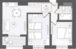 3-к квартира, вторичка, 54м2, 7/10 этаж
