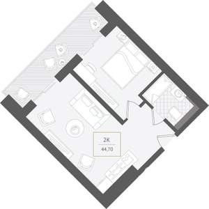 2-к квартира, вторичка, 45м2, 10/10 этаж
