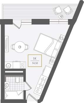 1-к квартира, вторичка, 35м2, 9/10 этаж