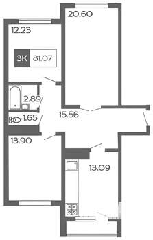3-к квартира, вторичка, 80м2, 7/9 этаж