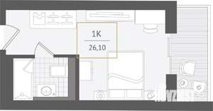 1-к квартира, вторичка, 26м2, 6/10 этаж