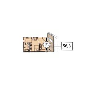 1-к квартира, вторичка, 56м2, 4/9 этаж