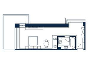 1-к квартира, строящийся дом, 46м2, 3/4 этаж
