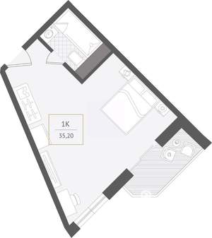 1-к квартира, вторичка, 35м2, 4/10 этаж