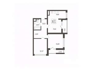 3-к квартира, вторичка, 66м2, 5/19 этаж