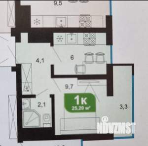 1-к квартира, вторичка, 26м2, 17/19 этаж