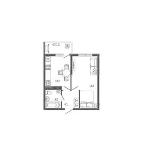 1-к квартира, вторичка, 37м2, 11/12 этаж