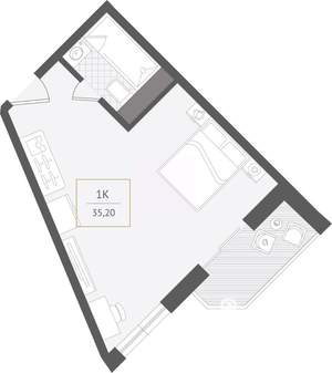 1-к квартира, вторичка, 35м2, 6/10 этаж