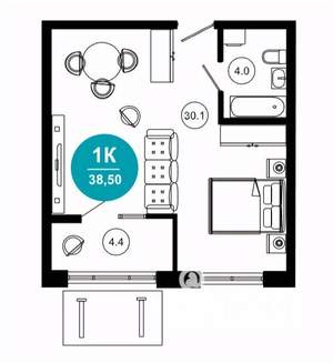 1-к квартира, вторичка, 39м2, 2/10 этаж
