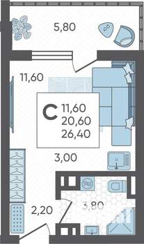 Студия квартира, вторичка, 26м2, 6/10 этаж