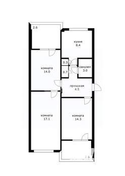 3-к квартира, вторичка, 68м2, 1/5 этаж