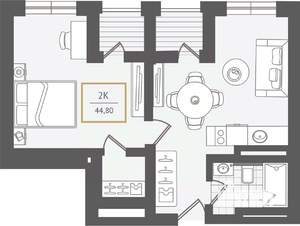 2-к квартира, вторичка, 45м2, 7/10 этаж