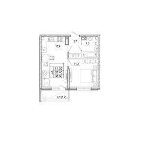 2-к квартира, вторичка, 39м2, 4/15 этаж
