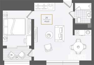 2-к квартира, вторичка, 50м2, 3/10 этаж