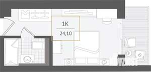 1-к квартира, вторичка, 24м2, 5/10 этаж
