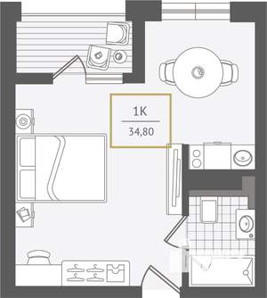 1-к квартира, вторичка, 35м2, 8/10 этаж