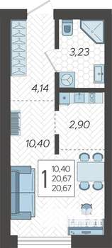 Студия квартира, строящийся дом, 21м2, 2/19 этаж