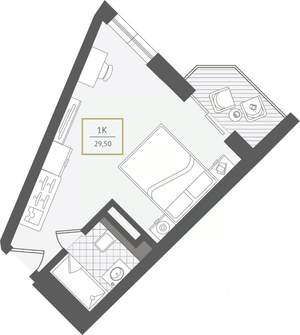 1-к квартира, сданный дом, 30м2, 4/10 этаж