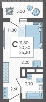 Студия квартира, вторичка, 25м2, 8/10 этаж