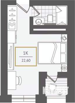 1-к квартира, вторичка, 23м2, 9/10 этаж