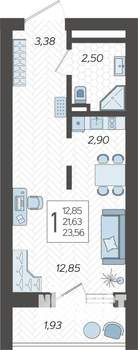Студия квартира, вторичка, 24м2, 6/19 этаж