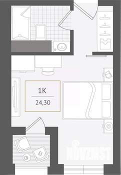 1-к квартира, строящийся дом, 24м2, 7/10 этаж