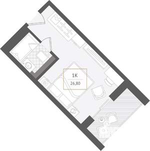 1-к квартира, вторичка, 27м2, 8/10 этаж