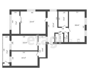 4-к квартира, вторичка, 102м2, 7/8 этаж