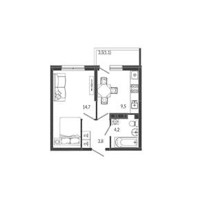 1-к квартира, вторичка, 33м2, 1/12 этаж