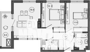 3-к квартира, вторичка, 59м2, 7/10 этаж