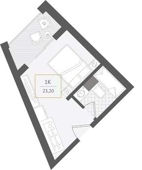1-к квартира, вторичка, 23м2, 4/10 этаж
